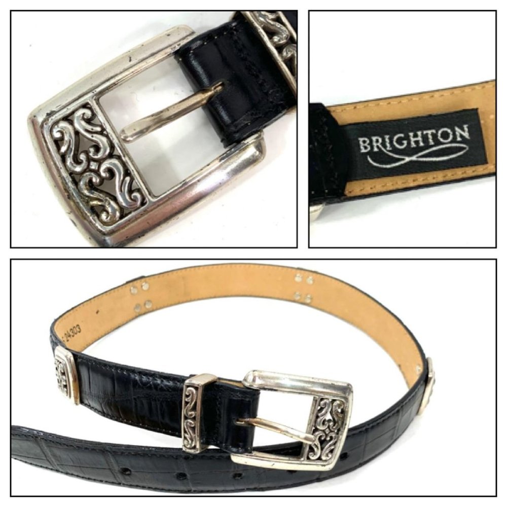 Vintage Brighton Black Crocodile Leather Western Belt